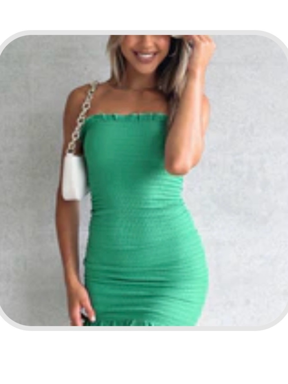 White Fox Boutique Green Strapless Bodycon Dress